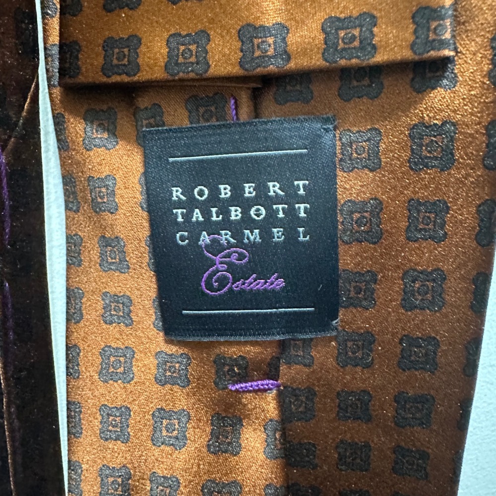 Robert Talbott Carmel Tie Silk Brown Geometric USA Preppy Old Money Ivy Men - Picture 4 of 5
